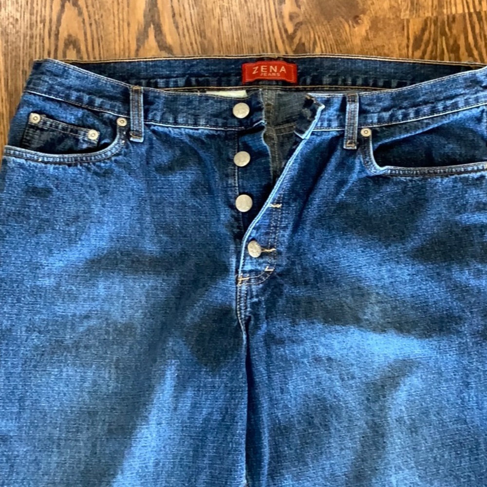 Zena High-Waisted Women's Denim Blue Jeans Button Front Size 16 36 x 31 Vintage - Picture 3 of 9